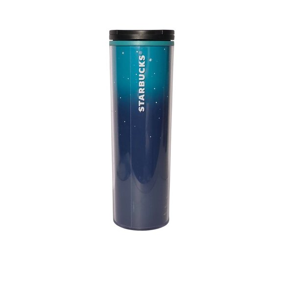 Starbucks Christmas Tree Tumbler 12 Oz Blue Gradient Double-Wall With Lid Holida - Picture 2 of 5